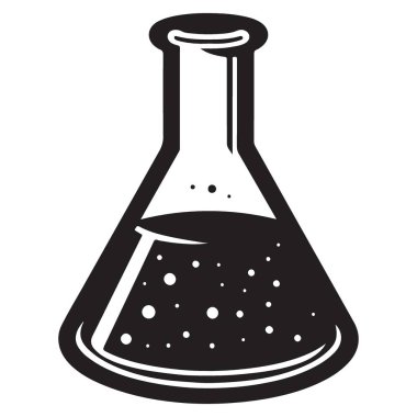 Bilim deneyi silueti için sıvı içeren laboratuvar şişesi.