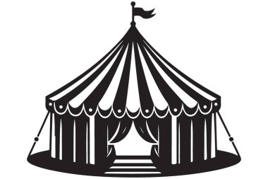 Eğlence ve Etkinlikler için Sirk Çadırı Siluet Vektörü İllüstrasyonu