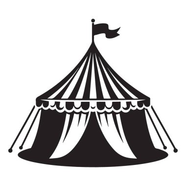 Klasik Sirk Çadırı Siluet Vektör Grafik Çizim Tasarımı