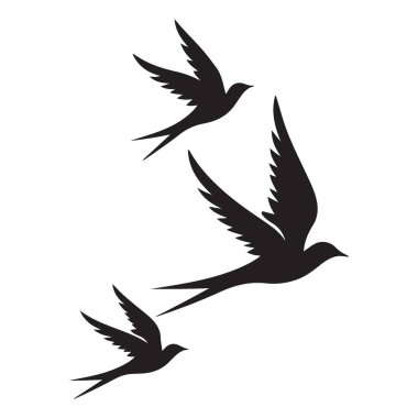 Uçuş Siluetinde Üç Kırlangıç Vektör İllüzyonu Tasarımlar İçin Mükemmel