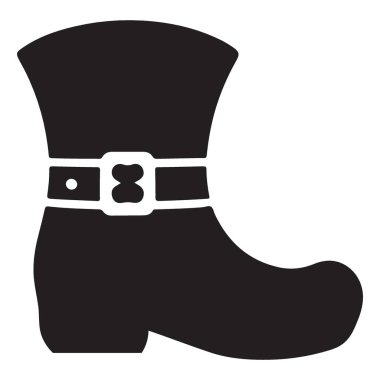 Buckle Siluet Vektör İllüstrasyonlu Klasik Cüce Çizmesi