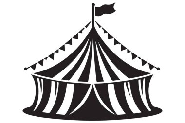 Klasik Çizgili Sirk Çadırı Vektör İllüstrasyon Karnavalı Eğlence Tasarımı