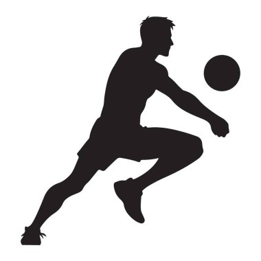 Dinamik Futbolcu Siluet Vektör İllüstrasyon Ortası Eylemi