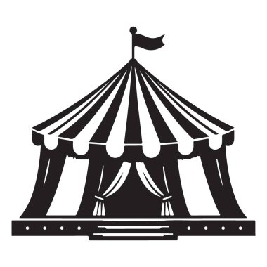 Sirk Çadırı Silüeti Çizimi Klasik Büyük Üst Vektör Tasarımı