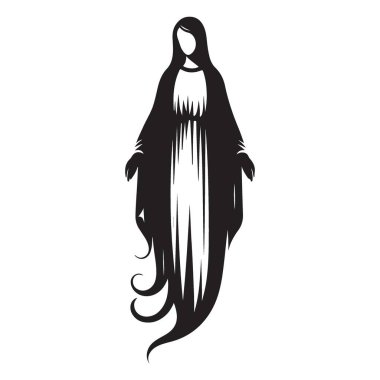 Bakire Meryem Silueti Çizimi Dini Vektör Kutsal Ana Tasarımı