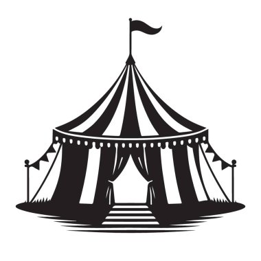 Çarpıcı Sirk Çadırı Vektörü Silueti Klasik Eğlence Simgesi
