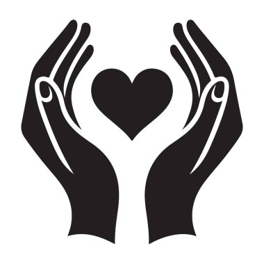Kalp Ellerde Bakım Grafik Çizim Sevgi ve Desteğin Sembolü