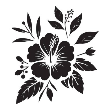 Sanatçılar için Zarif Hibiscus Çiçek Siluet Vektör Sanatı Tasarımı