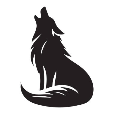 Görkemli Uluyan Kurt Silueti Vektör İllüzyonu Vahşi Yaşam Ruhu