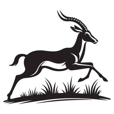 Zarif Impala Siluet Vektör İllüzyonu Zarif Koşan Antilop Tasarımı
