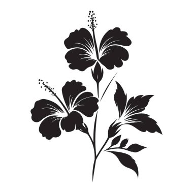 Tropikal Hibiscus Çiçek Vektörü İllüstrasyonu Egzotik Çiçek Silueti Tasarımı SVG