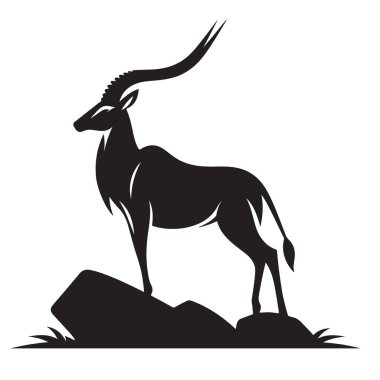 Majestic Sable Antilop Kayalık Vektör Resimleri Üzerine Siluet