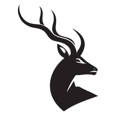 Vahşi Yaşamı Koruma Projeleri için Zarif Kudu Baş Siluet Vektör Sanatı