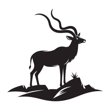 Görkemli Kudu Silueti Görünümü Afrika Vahşi Yaşam Teması Elementi