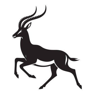 Ceylan Silueti Vektör İllüstrasyonu Zarif Afrika Hayvan Sanatı