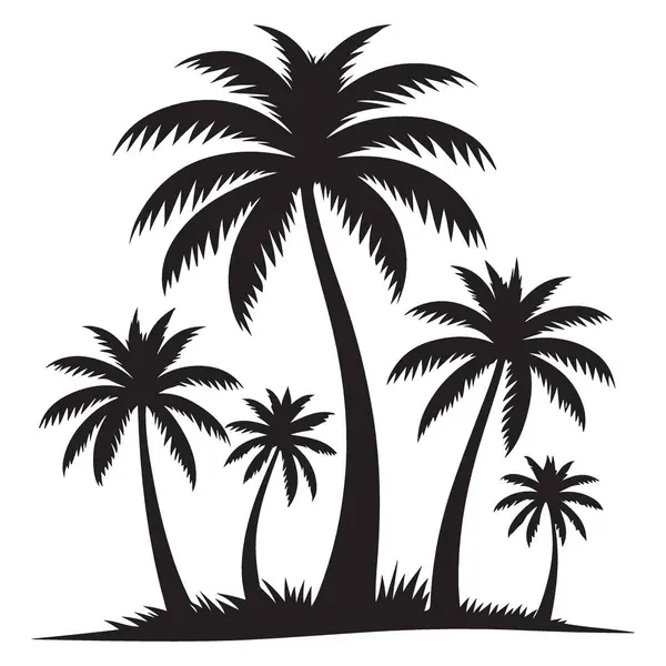 Tropikal Palmiye Ağaçları Yaz Tasarımları için Siluet Vektör Grafiği
