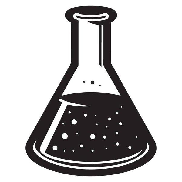 Laboratory flask with liquid for science experiment silhouette