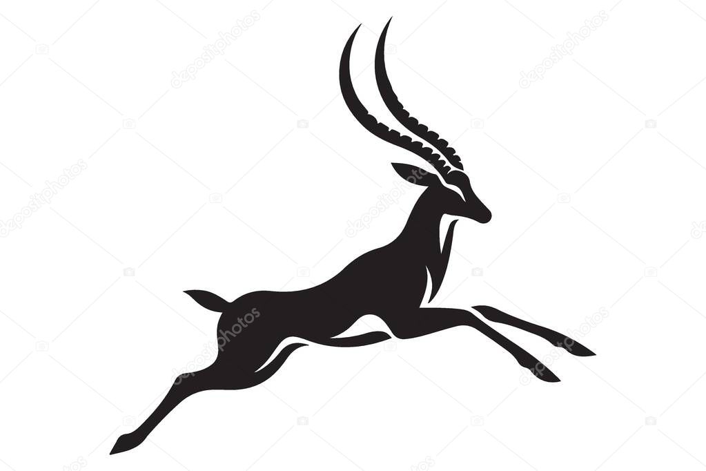 Graceful Springbok Silhouette Vector Art Leaping with Agility Speed