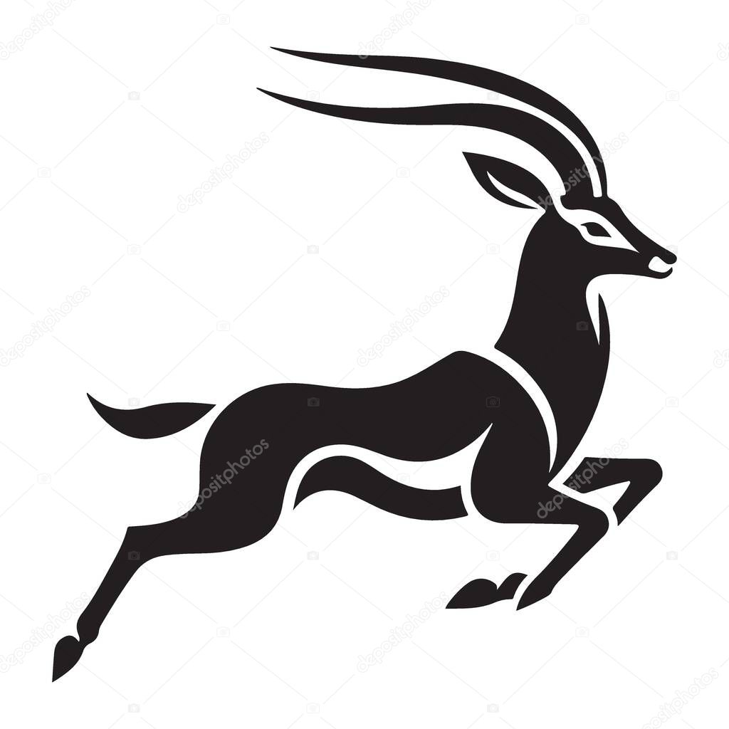Dynamic Silhouette Vector of Leaping Antelope Graphic Design Element