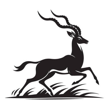 Siluet Çalışan İmpala Çizimi Afrika Vahşi Yaşam Vektör Tasarımı