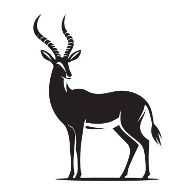 Vahşi Yaşam ve Koruma Tasarımı için Zarif Silüet Antilop Vektör Grafiği