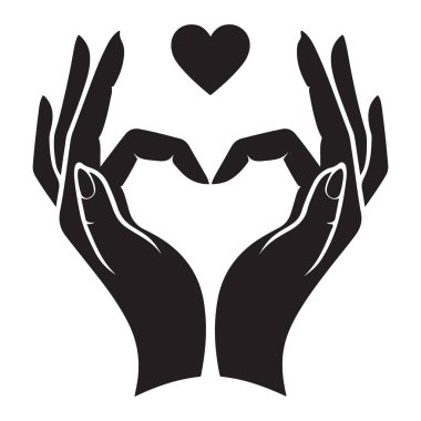 Kalp Elleri Siluet Vektör İllüstrasyonu Sevgi ve Bakımı simgeliyor