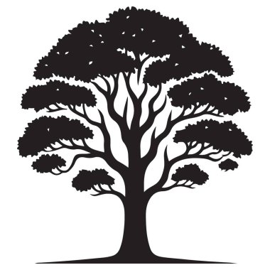 Orman ve Doğa Tasarım Projeleri için Siluet Ağacı Çizimi