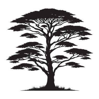 Doğa Tasarımları için Ayrıntılı Tropikal Ağaç Silueti Vektör Grafiği