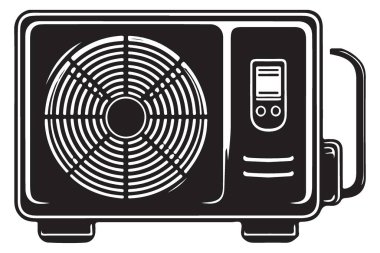 İklim Denetimi için HVAC Birimi Silueti Siyah Tasarım İllüstrasyonu