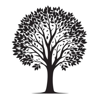 Peyzaj ve Bahçe Tasarımları için Dairesel Siluet Ağacı Çizimi