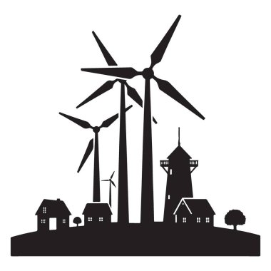 Bir köy manzarasında sürdürülebilir yaşam ve yenilenebilir enerji kaynakları