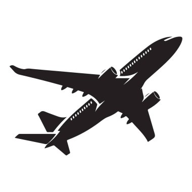 Seyahat Endüstrisi Yolcu Uçağı Siluet Vektör Grafiği