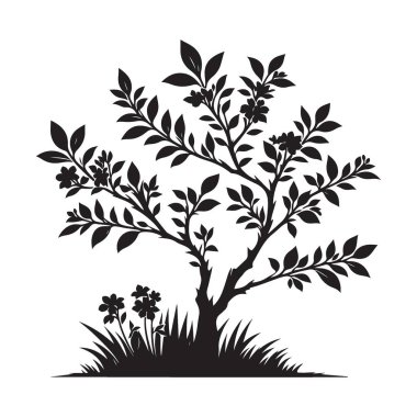 Doğanın İlham Verdiği Tasarımlar İçin Zarif Ağaç Silüeti Vektör Sanatı