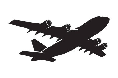 Seyahat Projeleri için Ticari Uçak Silueti Vektör İllüstrasyonu