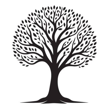 Doğa ve Koruma için Ağaç Silüeti Vektör İllüstrasyonu