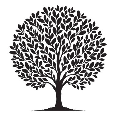 Klasik Ağaç Silueti Yuvarlak Şekil Dalları Doğanın Resmini Yapıyor