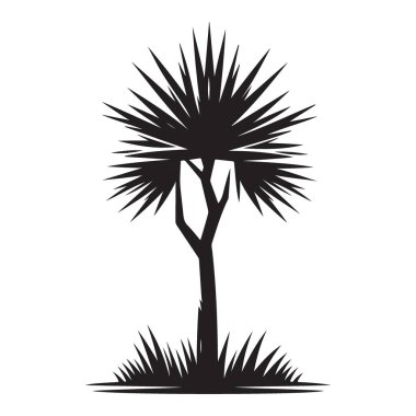 Ayrıntılı Fan Palmiyesi Silueti Vektör Resmi Tropikal Simgesi