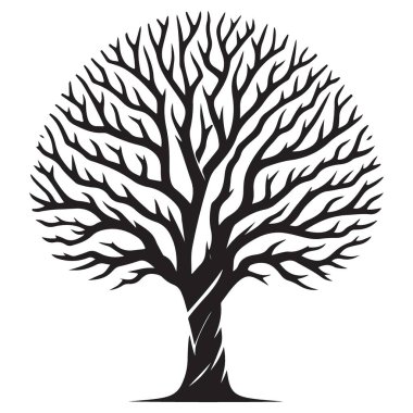 Grafik Tasarım Kullanımı için Ayrıntılı Yuvarlak Taç Ağacı Görüntü Çizimi