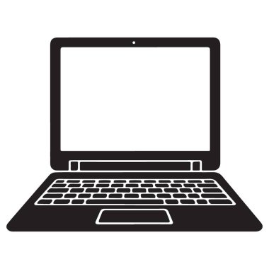 Teknoloji ve İş Tasarımları için Sek Laptop Siluet Çizimi