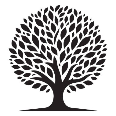 Doğa için Yaprak Ağaç Silüeti İlham Veren Tasarım ve Sanat Çizimi