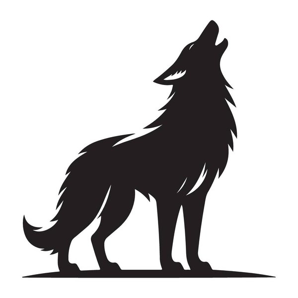 Howling Wolf Silhouette Vector Artwork Wilderness and Animal Symbolism