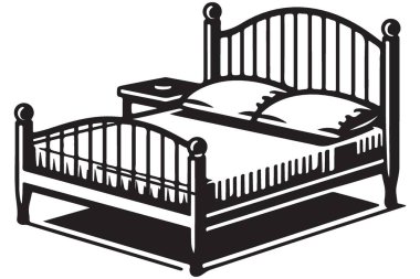 Klasik Yatak Çerçevesi Çizimi İç Tasarım için Geleneksel Yatak Odası Mobilyası