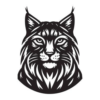 Detaylı Lynx Baş Silueti Görüntü Vektörü Grafik Tasarımı