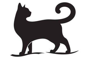 Tasarım Projeleri için Zarif Siyah Kedi Silüet Vektör ResmiName