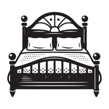 Yatak Odası Tasarım Projeleri için Yatağın Silüeti Vektör ResmiName