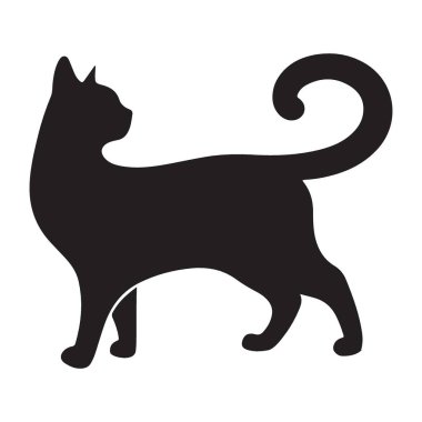 Hayvan severler için zarif siyah kedi silueti vektör çizimi