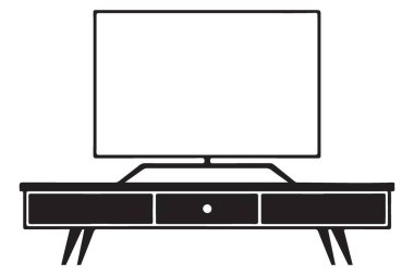 Masa Silueti Vektör İllüstrasyon Eğlence Tasarımı Televizyonu