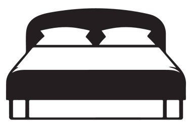 Yastıkla Rahat Yatak Vektör İllüstrasyon Modern Ev Mobilyaları