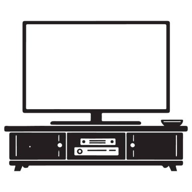 Televizyon Seti İllüstrasyon Vektörü Modern Eğlence Merkezi Konsolu