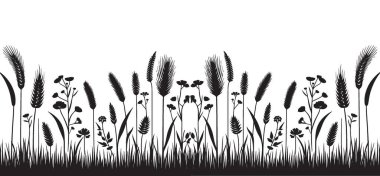 Kara Çimen ve Yaban Çiçeği Görüntü Vektör Sanatı Doğanın Hevesleri İçin